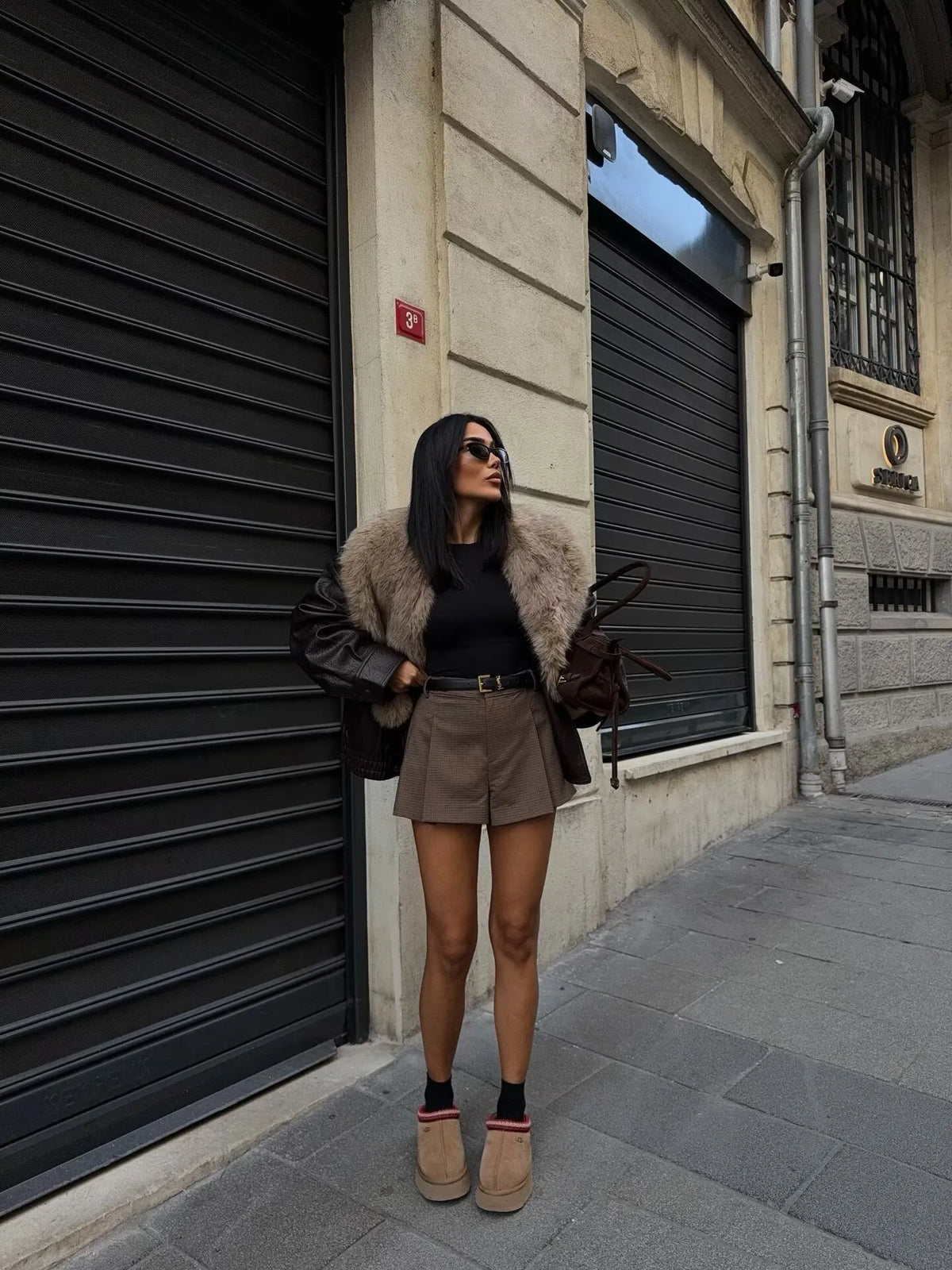 Chaqueta mujer efecto piel cuello amplio de pelo - Nymera