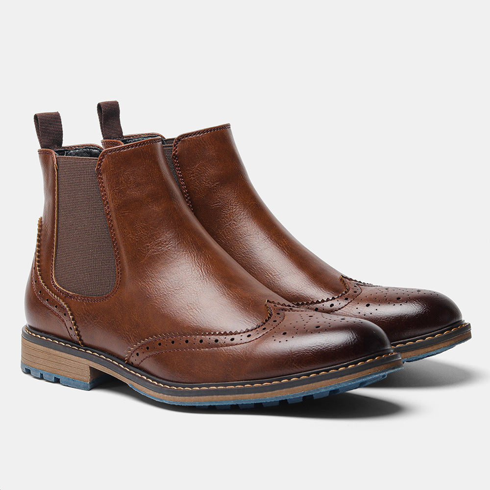 Botines brogue de cuero tallado para hombre - Alrik