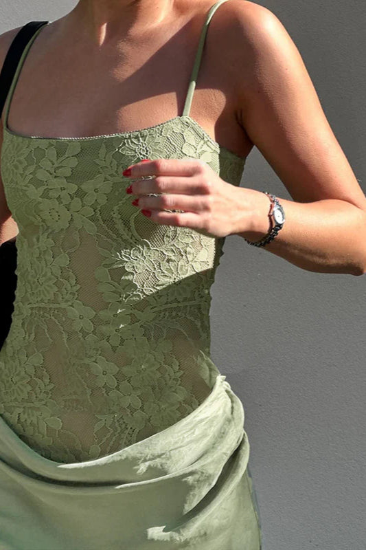 Vestido maxi encaje floral para mujer - Lina