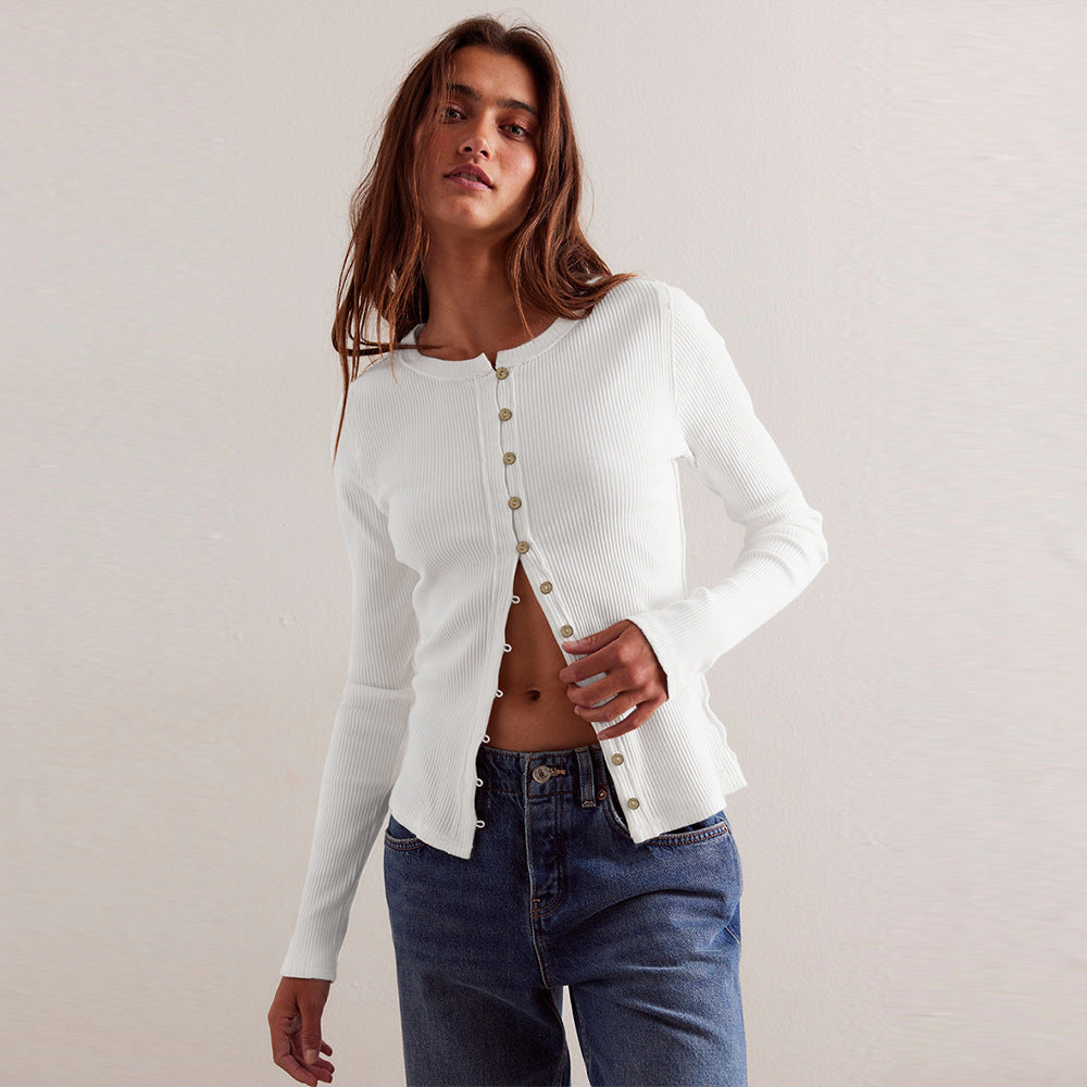 Cardigan para mujer efecto canalé con botones - Seliane