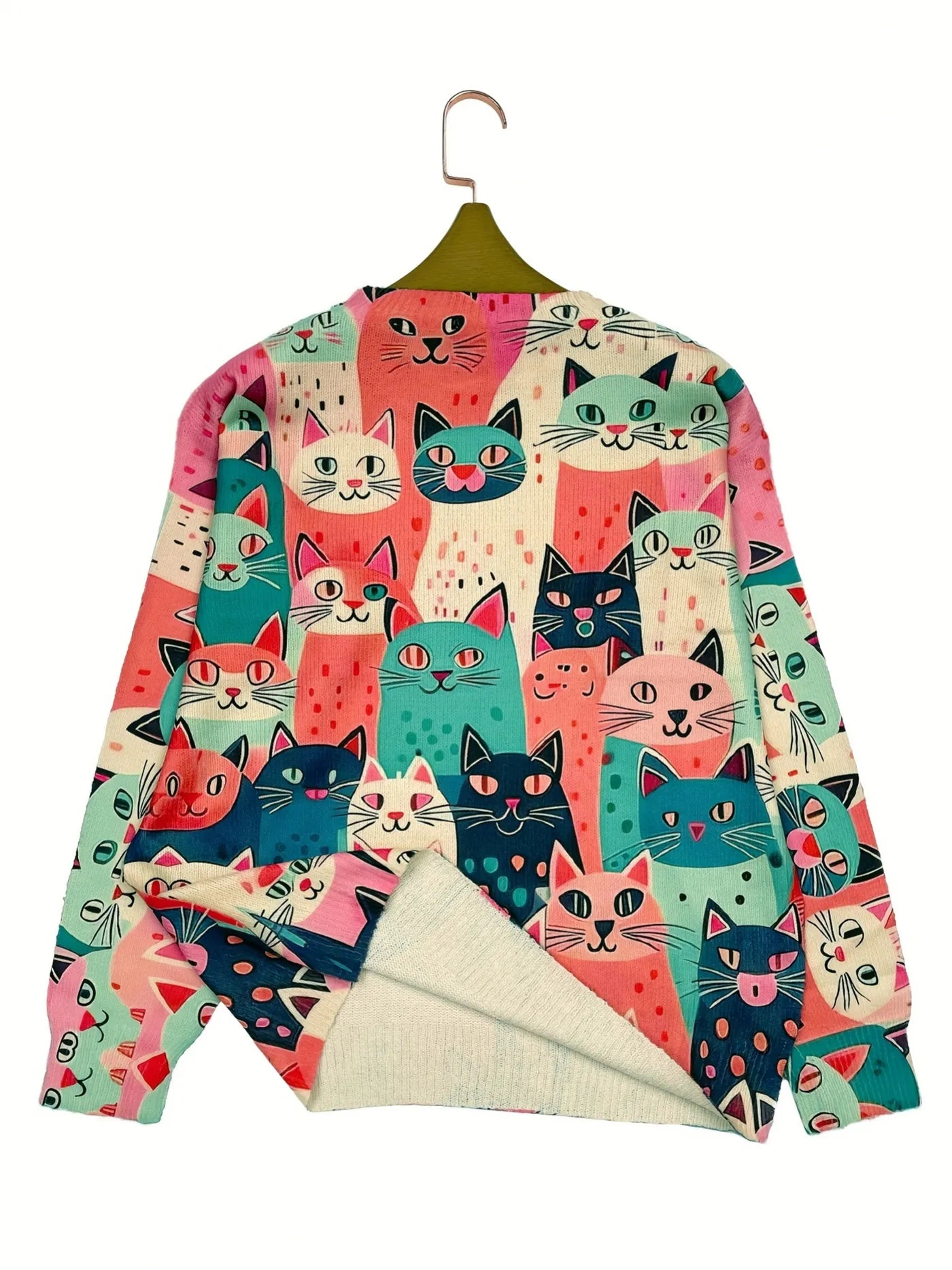 Suéter de mujer con estampado artístico de gatos - Lirwen