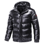 Chaqueta acolchada impermeable hombre capucha ajustable acabado brillante cremallera - Viktor