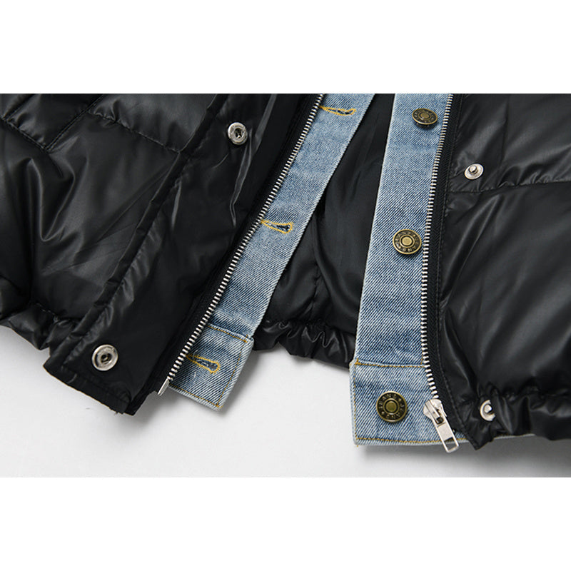 Chaqueta acolchada hombre detalles denim puños elásticos cordón ajustable urbana - Arvid