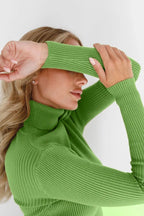 Jersey mujer cuello vuelto punto canalé ajustado - Nélida