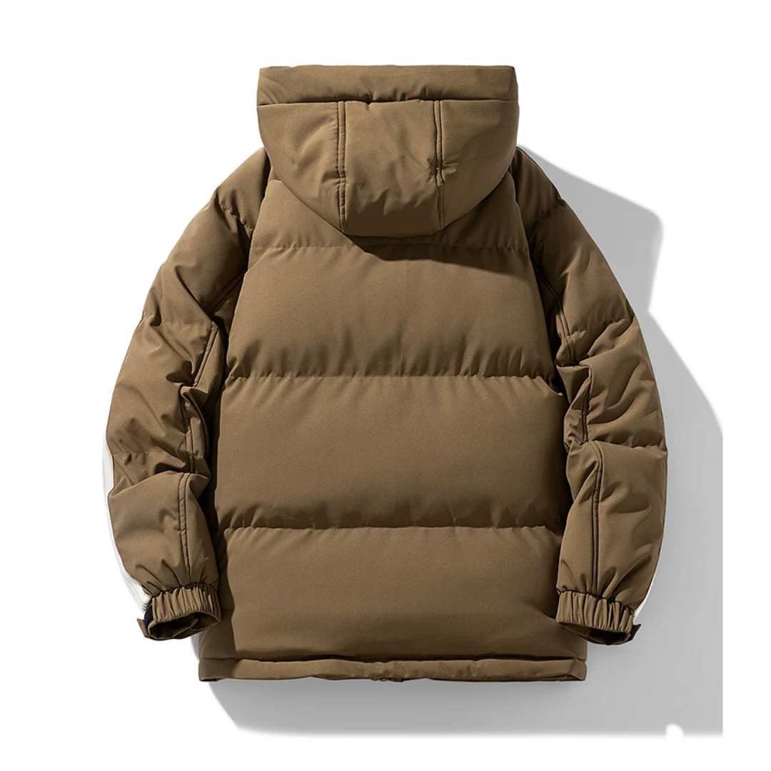 Chaqueta puffer hombre impermeable cortaviento plumón cuello alto capucha bolsillos forro polar - Milian