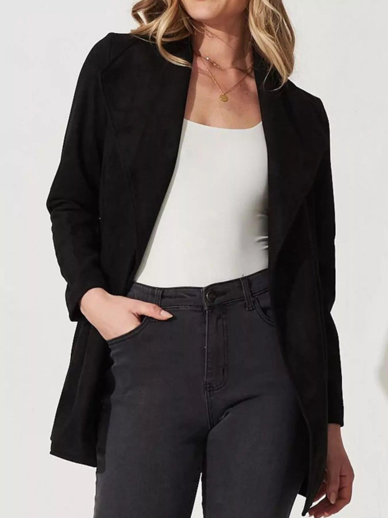 Chaqueta de ante suave con cuello amplio - Celinne