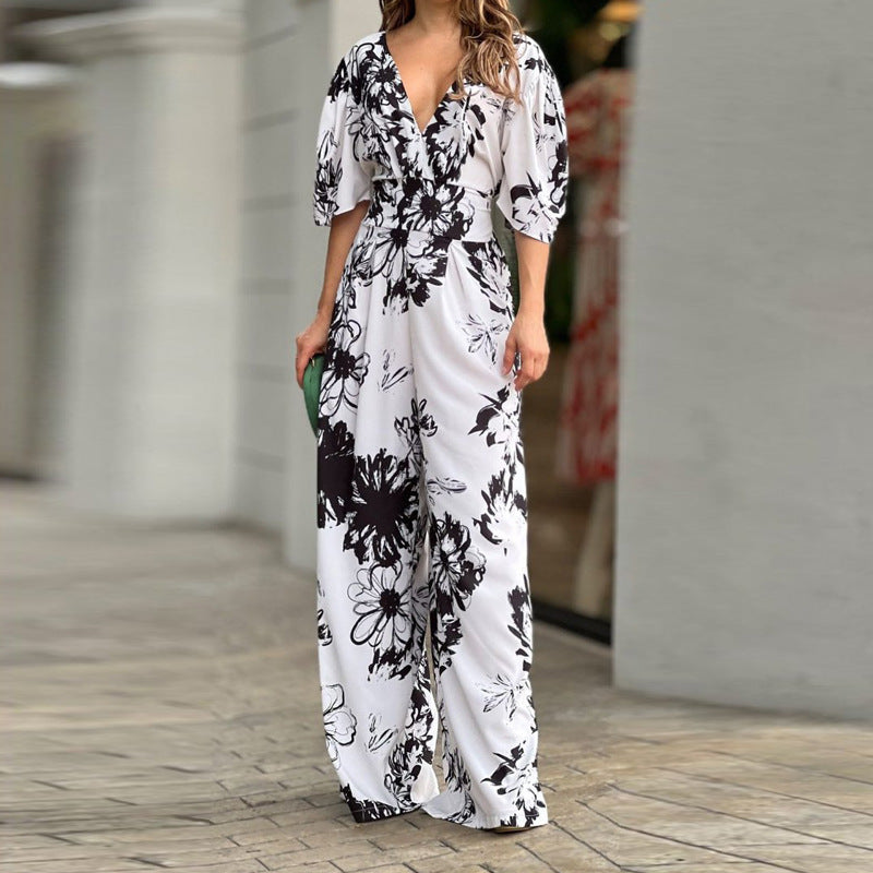 Jumpsuit estampado floral cintura alta para mujer - Hannelore