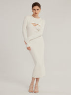 Mary - Vestido de punto con escote estilizado
