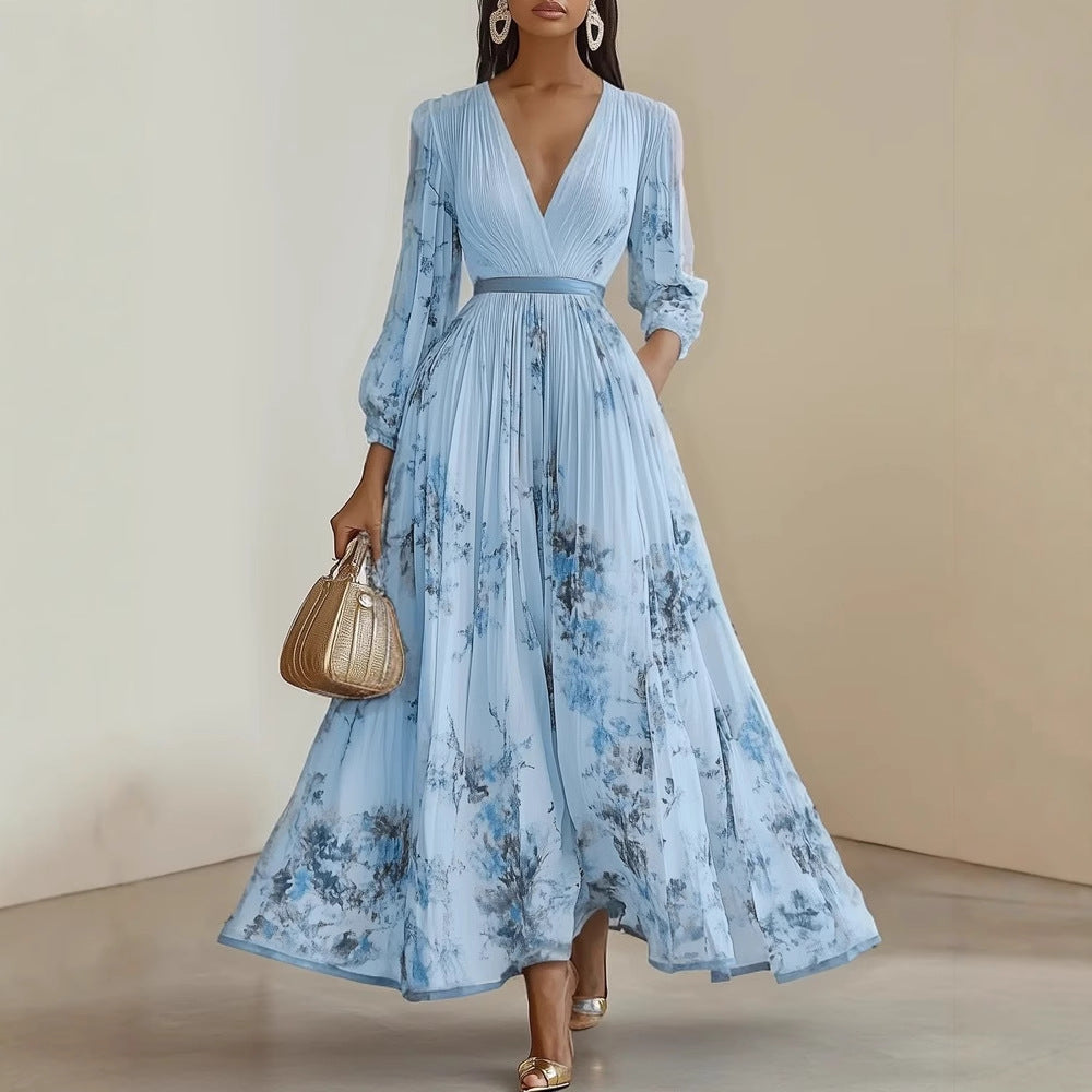 Vestido largo estampado floral de fiesta para mujer - Beatrice