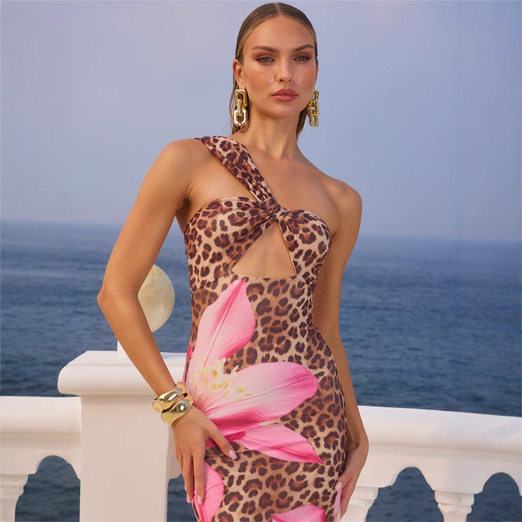 Maxi vestido para mujer con estampado floral y animal print - Calira