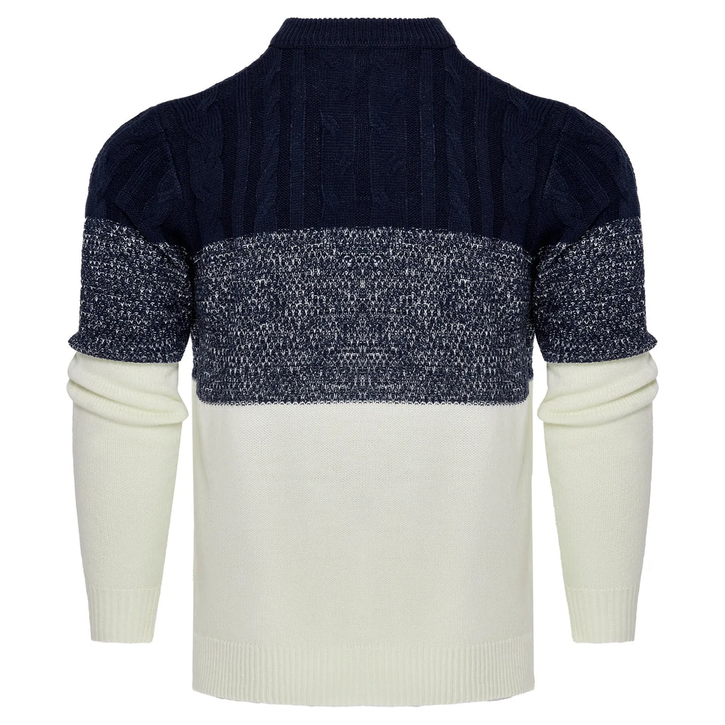 Giam - Jersey casual de manga larga de punto con bloques de color para hombre