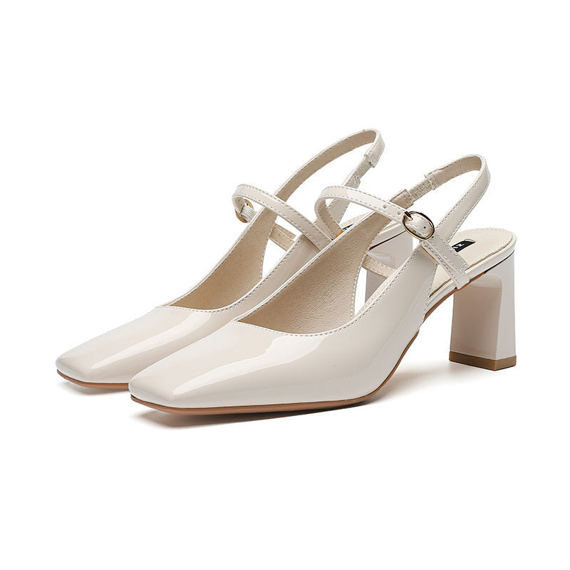 Zapatillas de mujer con punta cuadrada y tira cruzada con hebilla - Camille