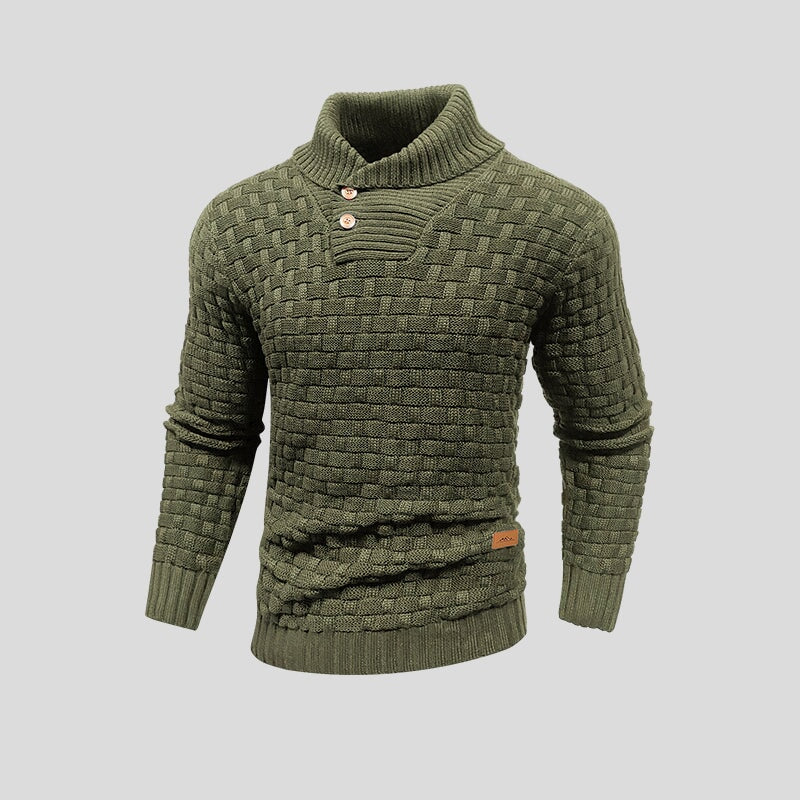 Suéter para hombre de punto con cuello alto abotonado - Keldor