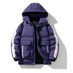 Chaqueta puffer hombre impermeable cortaviento plumón cuello alto capucha bolsillos forro polar - Milian