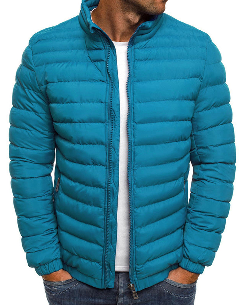 Chaqueta hombre cuello alzado monocolor transición otoño invierno cómoda versátil - Carlos