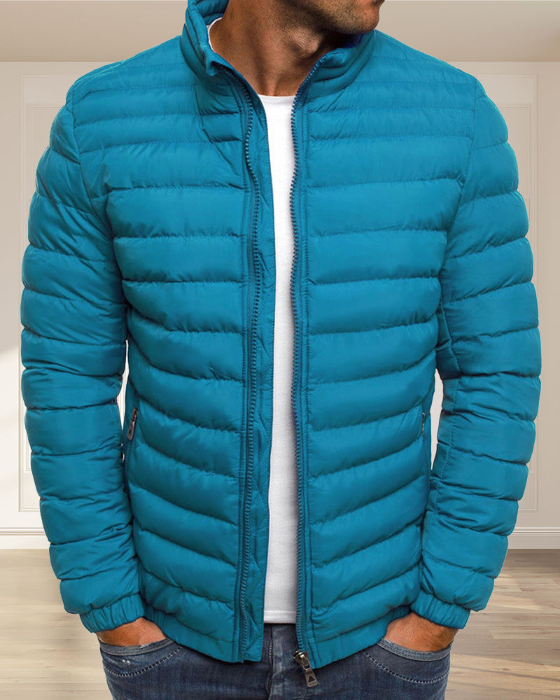 Chaqueta hombre cuello alzado monocolor transición otoño invierno cómoda versátil - Carlos