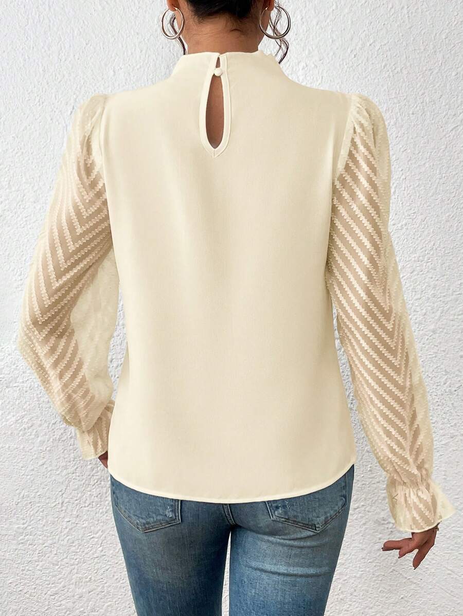 Blusa de manga larga con cuello alto para mujer - Elyra