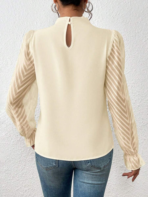 Blusa de manga larga con cuello alto para mujer - Elyra