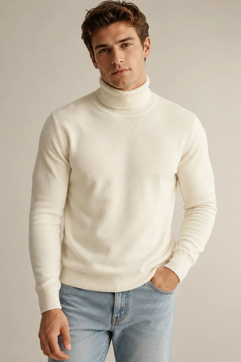 Jersey hombre cuello vuelto slim fit punto liso - Caspar