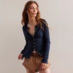 Cardigan para mujer efecto canalé con botones - Seliane