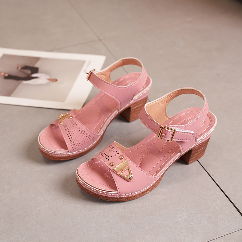 Sandalias de mujer con tacón ancho y hebilla - Darel
