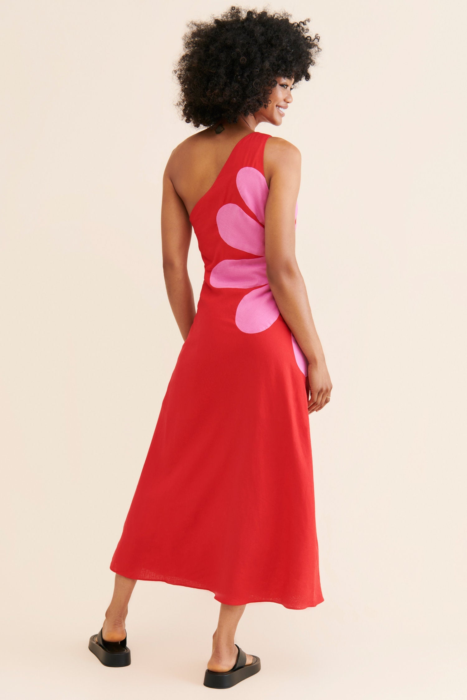 Vestido largo de un hombro con estampado floral para mujer - Serena