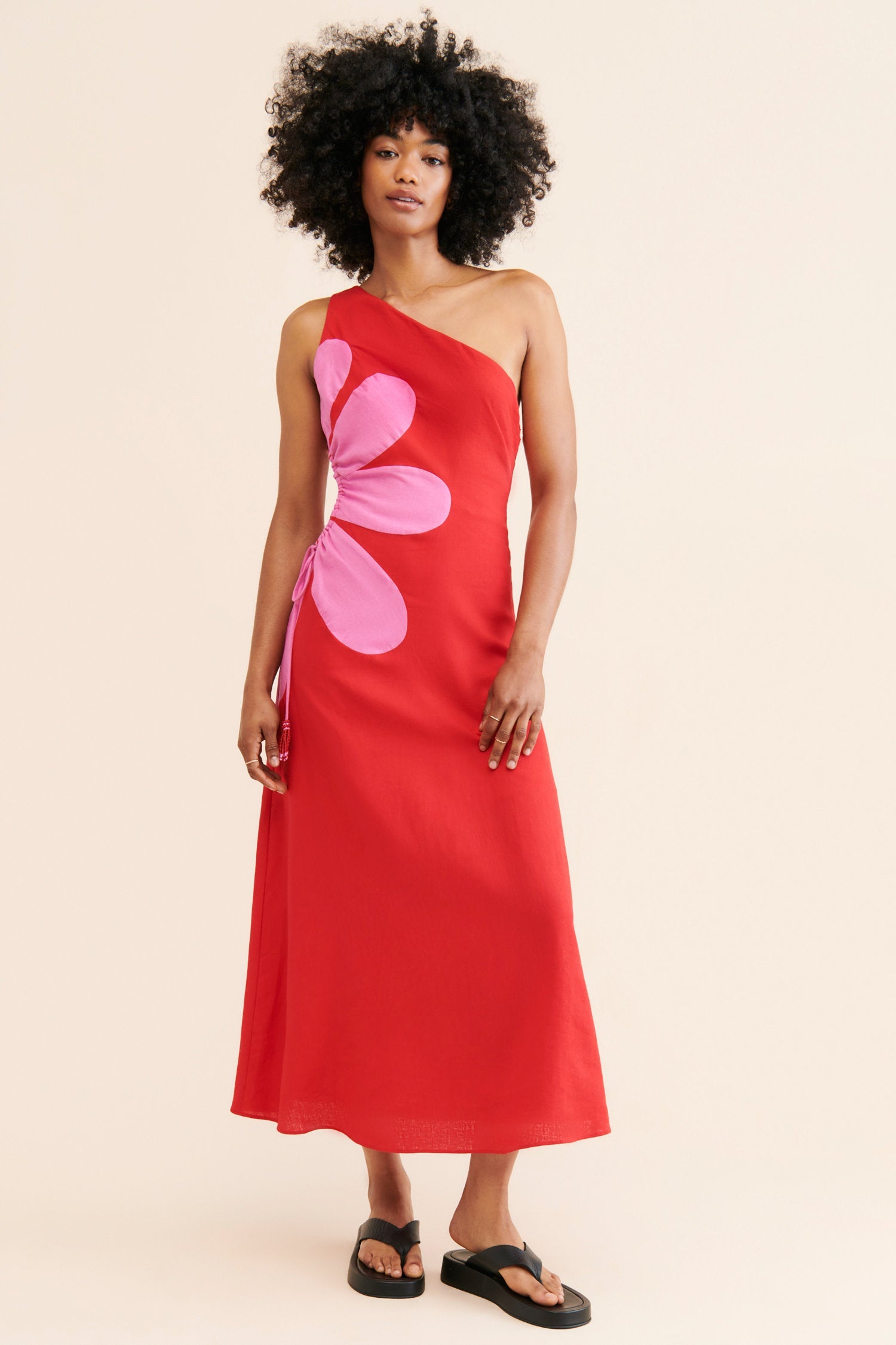 Vestido largo de un hombro con estampado floral para mujer - Serena