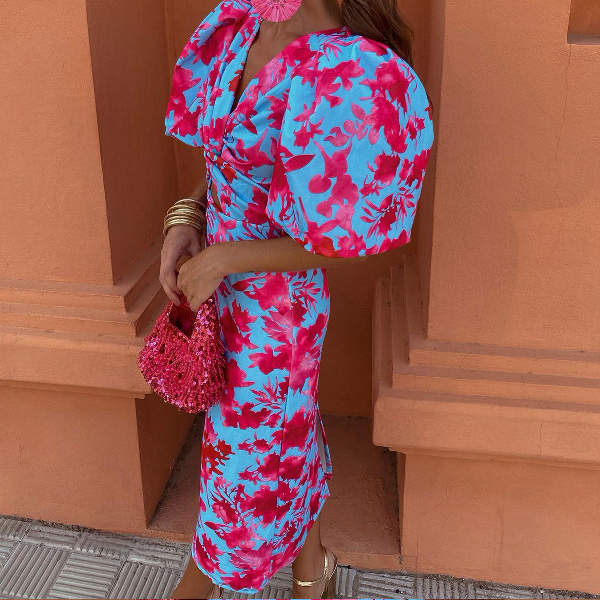Vestido midi estampado floral para mujer - Amely