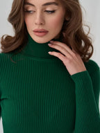 Jersey mujer cuello vuelto punto canalé ajustado - Nélida