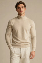 Jersey hombre cuello vuelto slim fit punto liso - Caspar