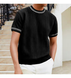 Camiseta para hombre de punto acanalado cuello redondo estilo casual - Elías