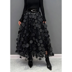 Falda maxi vintage de cintura alta y lunares para mujer