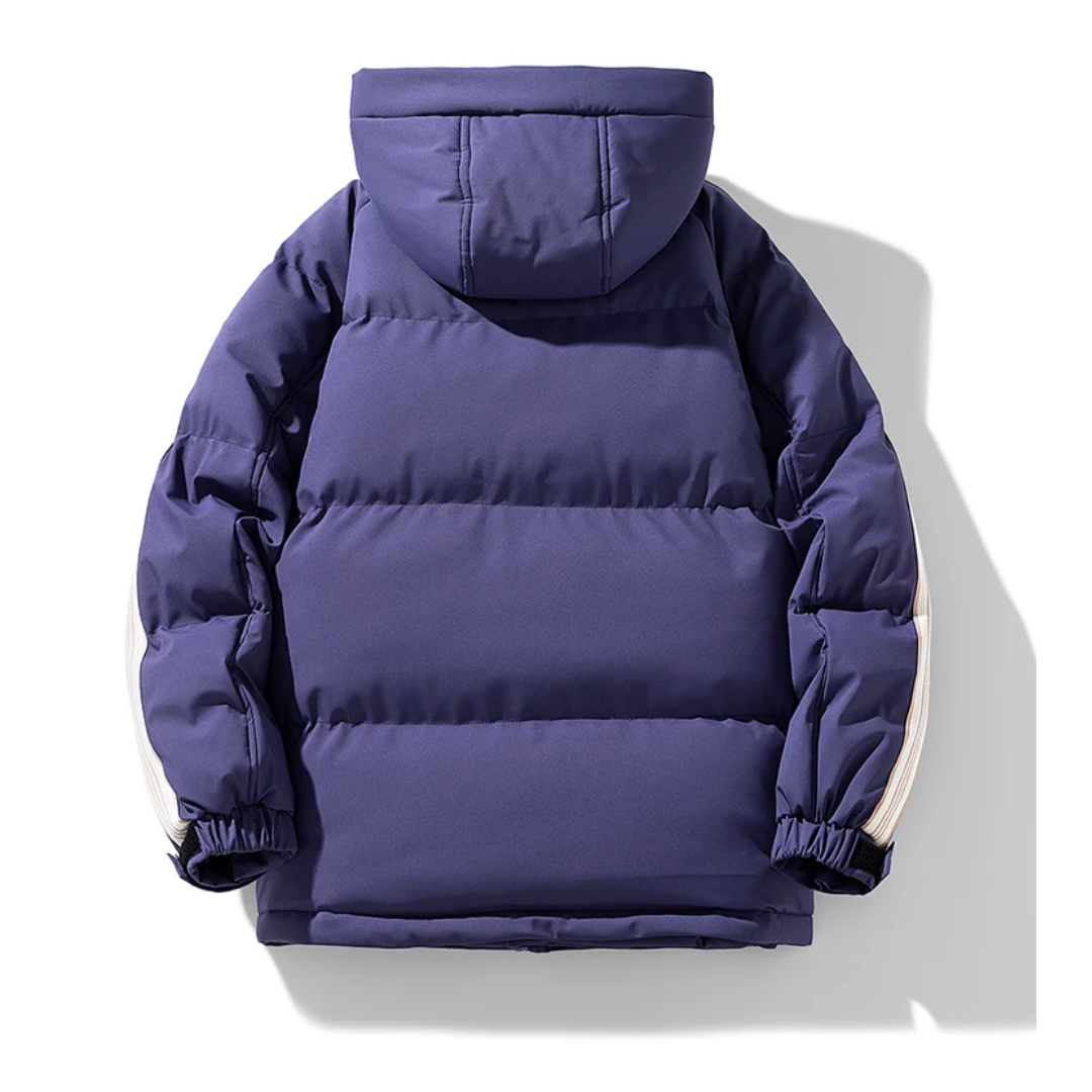 Chaqueta puffer hombre impermeable cortaviento plumón cuello alto capucha bolsillos forro polar - Milian