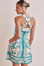Vestido corto para mujer estampado refinado corte A - Mireya