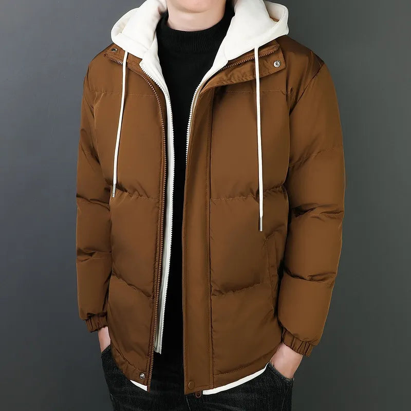 Chaqueta hombre algodón engrosado capucha cortaviento cálida resistente urbana - Gaston