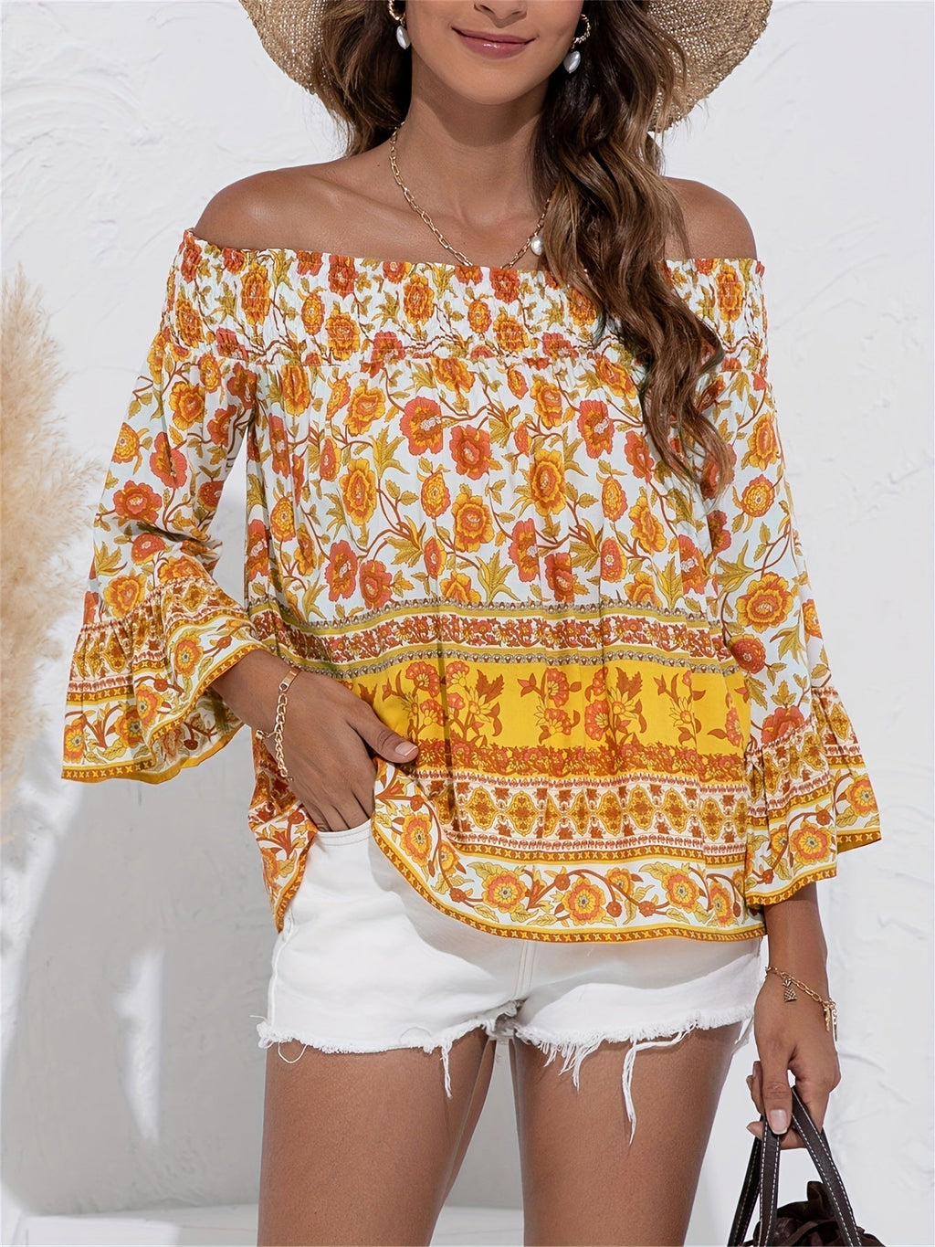 Alina - Blusa con hombros descubiertos y estampado floral para Mujer