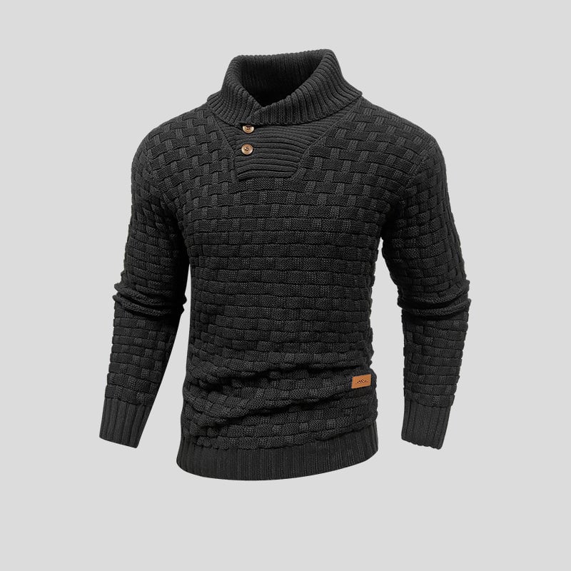 Suéter para hombre de punto con cuello alto abotonado - Keldor