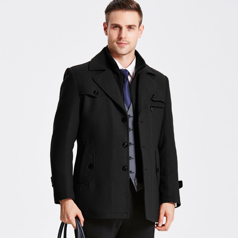 Abrigo lana hombre premium corte estructurado solapas amplias elegante - Darius