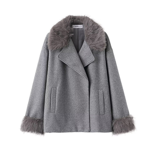 Abrigo tipo capa de lana con cuello envolvente para mujer - Potter