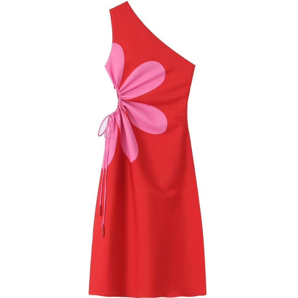 Vestido largo de un hombro con estampado floral para mujer - Serena