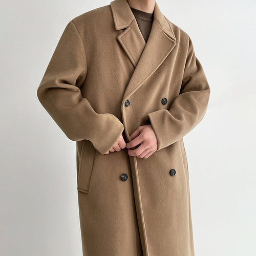 Abrigo lana hombre corte medio inspiración europea solapas anchas elegante - Narel