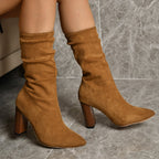 Botas para mujer efecto gamuza de tacón alto - Vaelinne