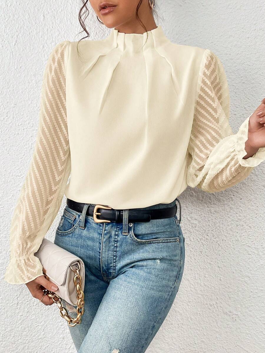 Blusa de manga larga con cuello alto para mujer - Elyra