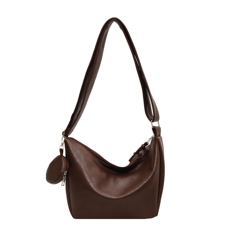 Bolso de hombro amplio con bolsillo exterior y monedero desmontable para mujer