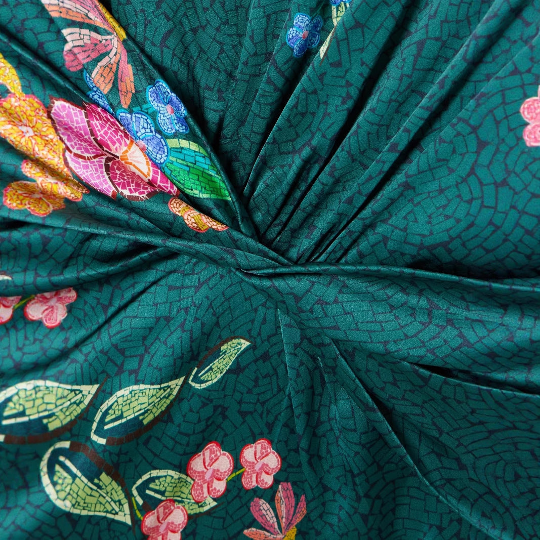 Vestido mujer midi estampado elegante sin mangas estilo verano fiesta - Agnese