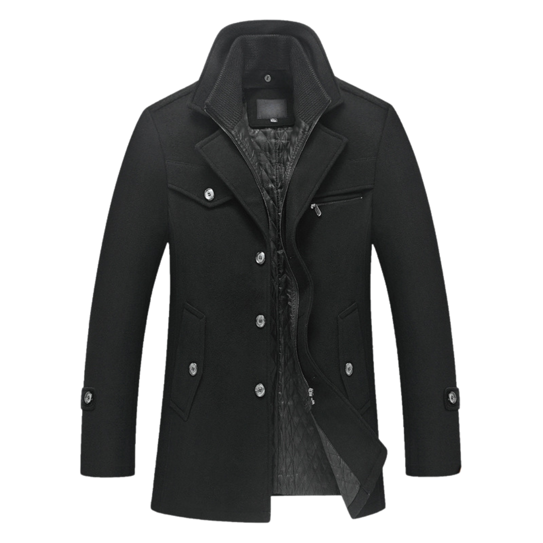 Abrigo lana hombre premium corte estructurado solapas amplias elegante - Darius