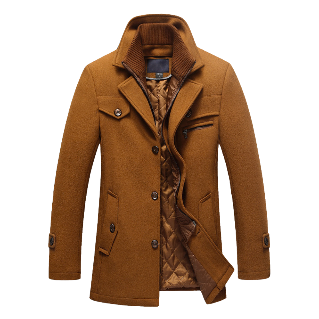Abrigo lana hombre premium corte estructurado solapas amplias elegante - Darius