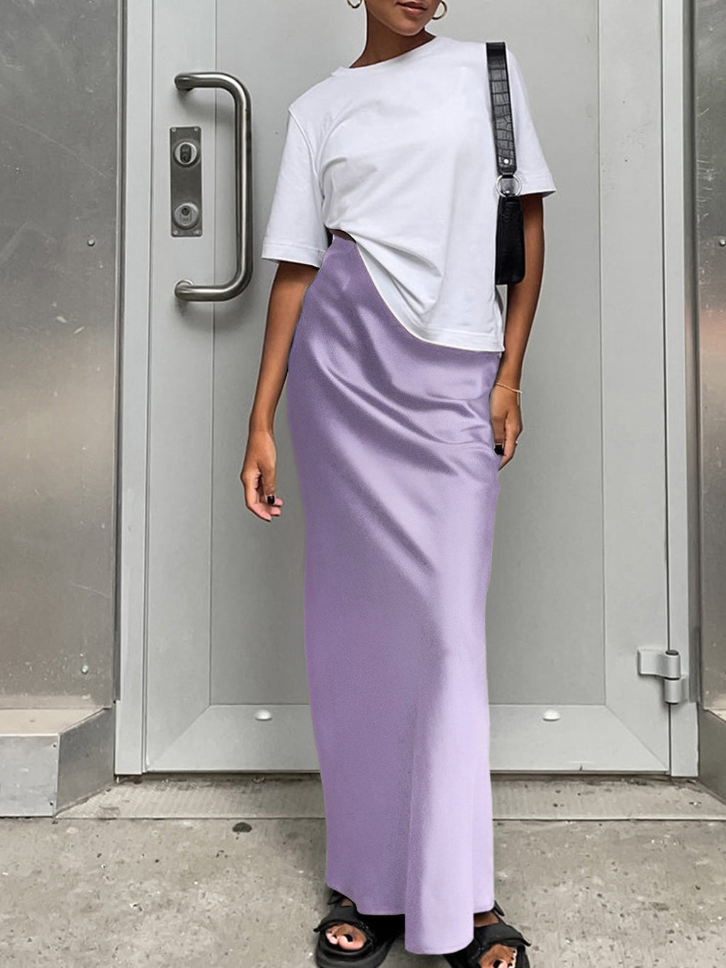 Eva - Maxifalda de satén: estilo casual