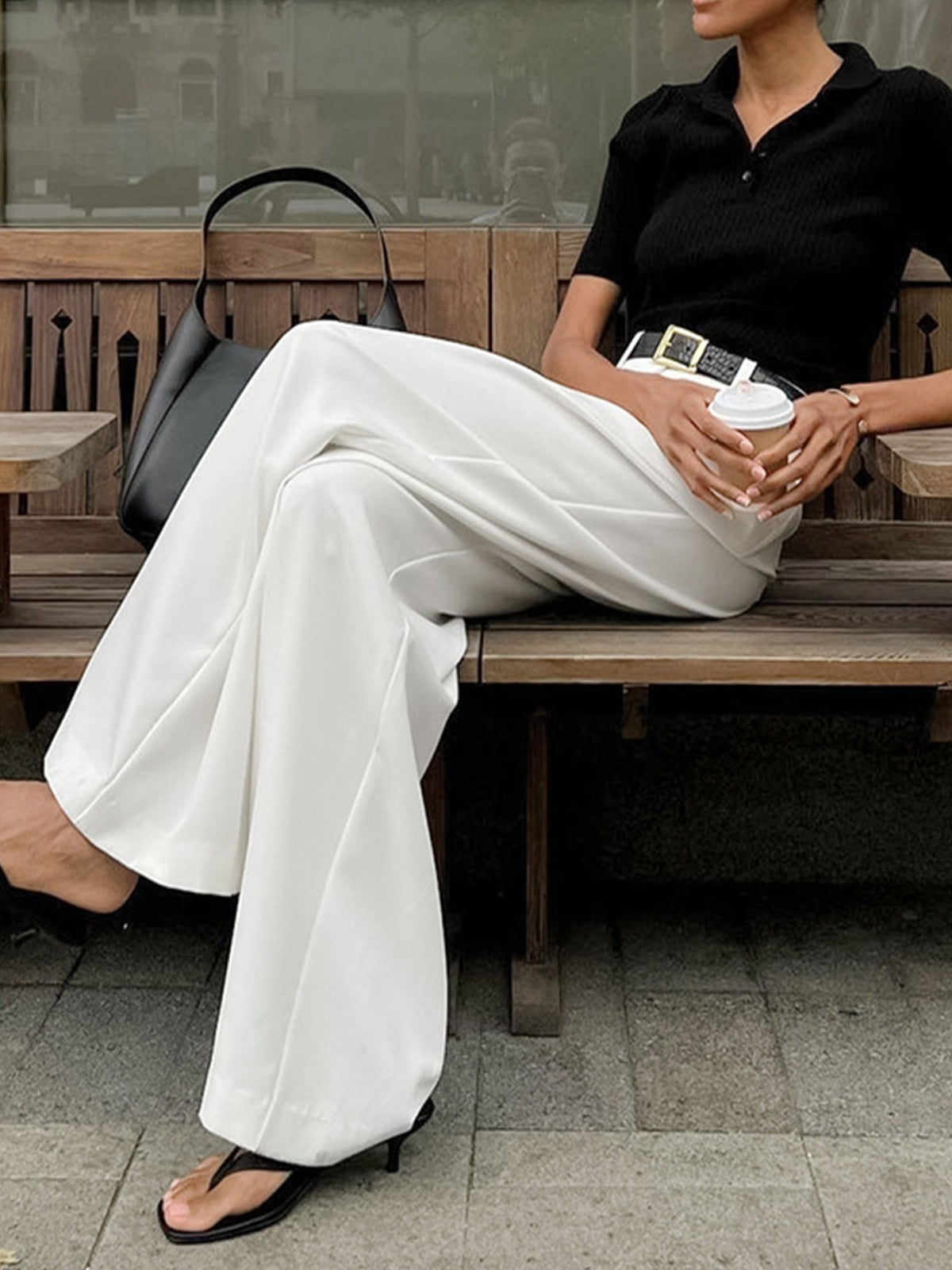 Pantalón de pierna ancha con cintura alta para mujer - Victoria