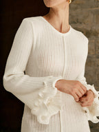 Jade - Vestido de punto drawstring con volante y ribetes semitransparentes